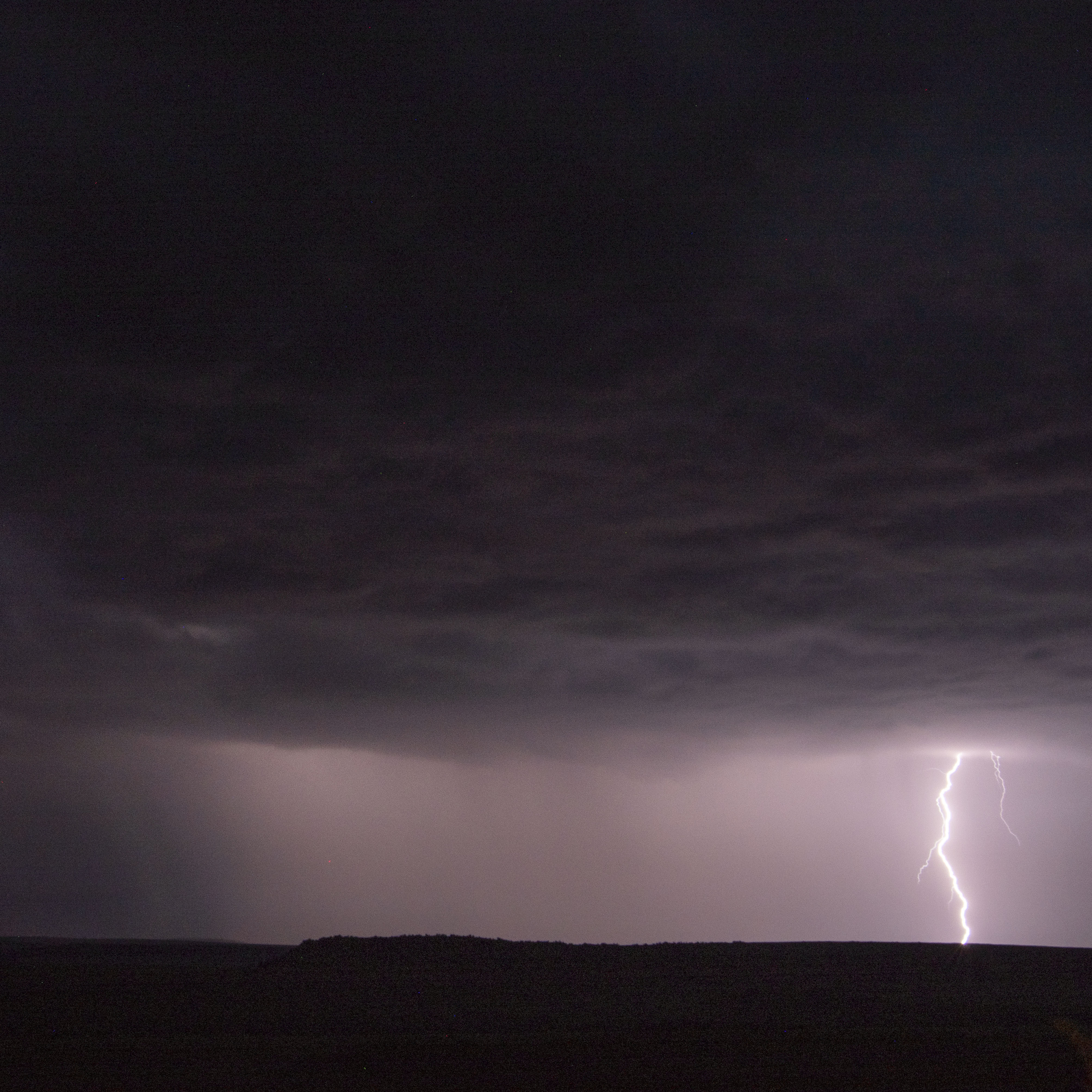 Lightning strike on the East African horizon at night